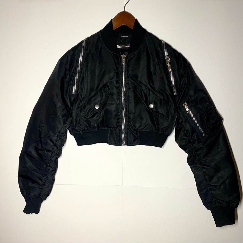 Sixone Cropped Bomber Jacket | Size S | Black